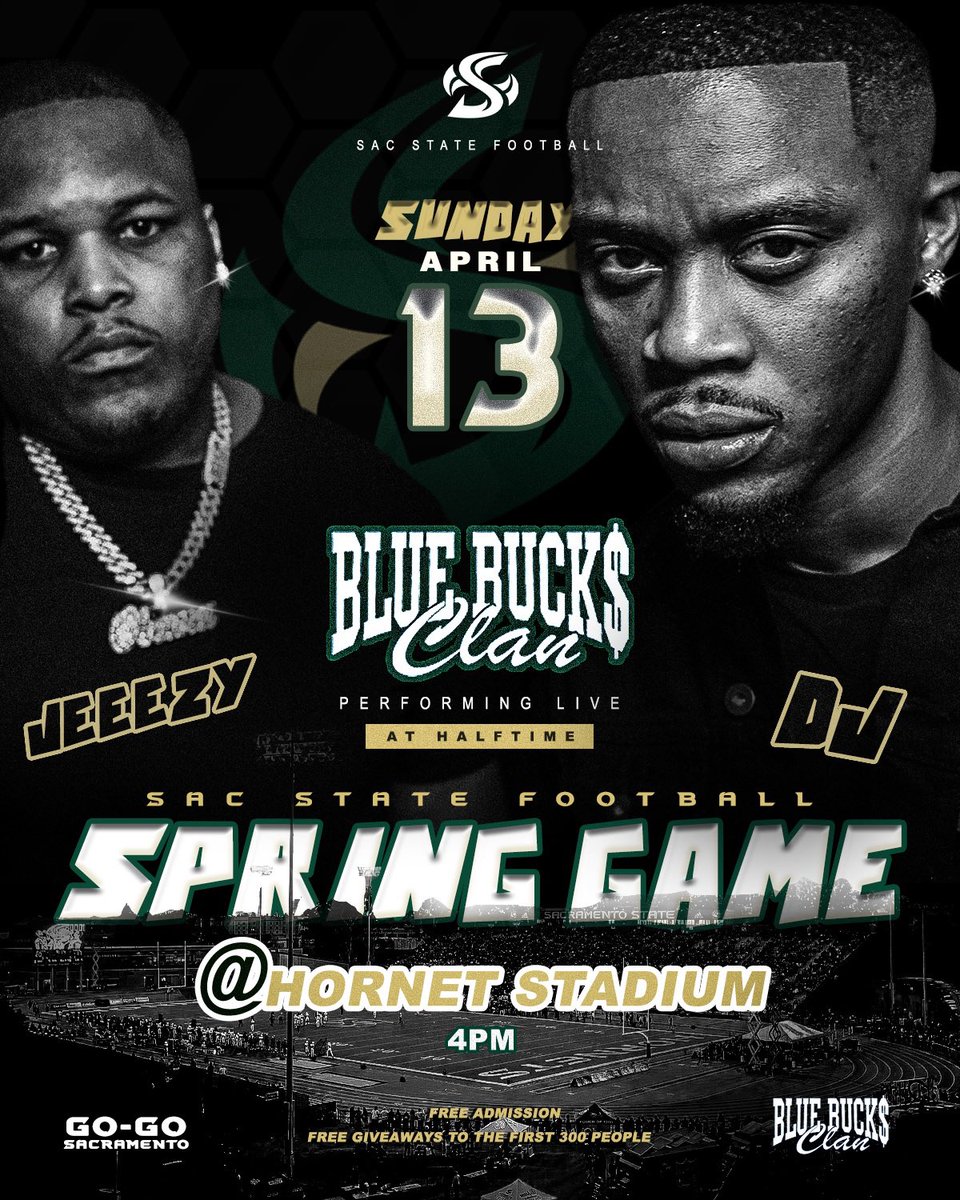 My daughter wanted to cancel her birthday party with her friends that she had planned for months to see Blue Buck$ Clan at spring game Sunday! Make sure you don’t miss Sunday!!! We gone be turnt up buzzin around making plays. Sacramento this is for you! Free.99 #GoGoSacramento