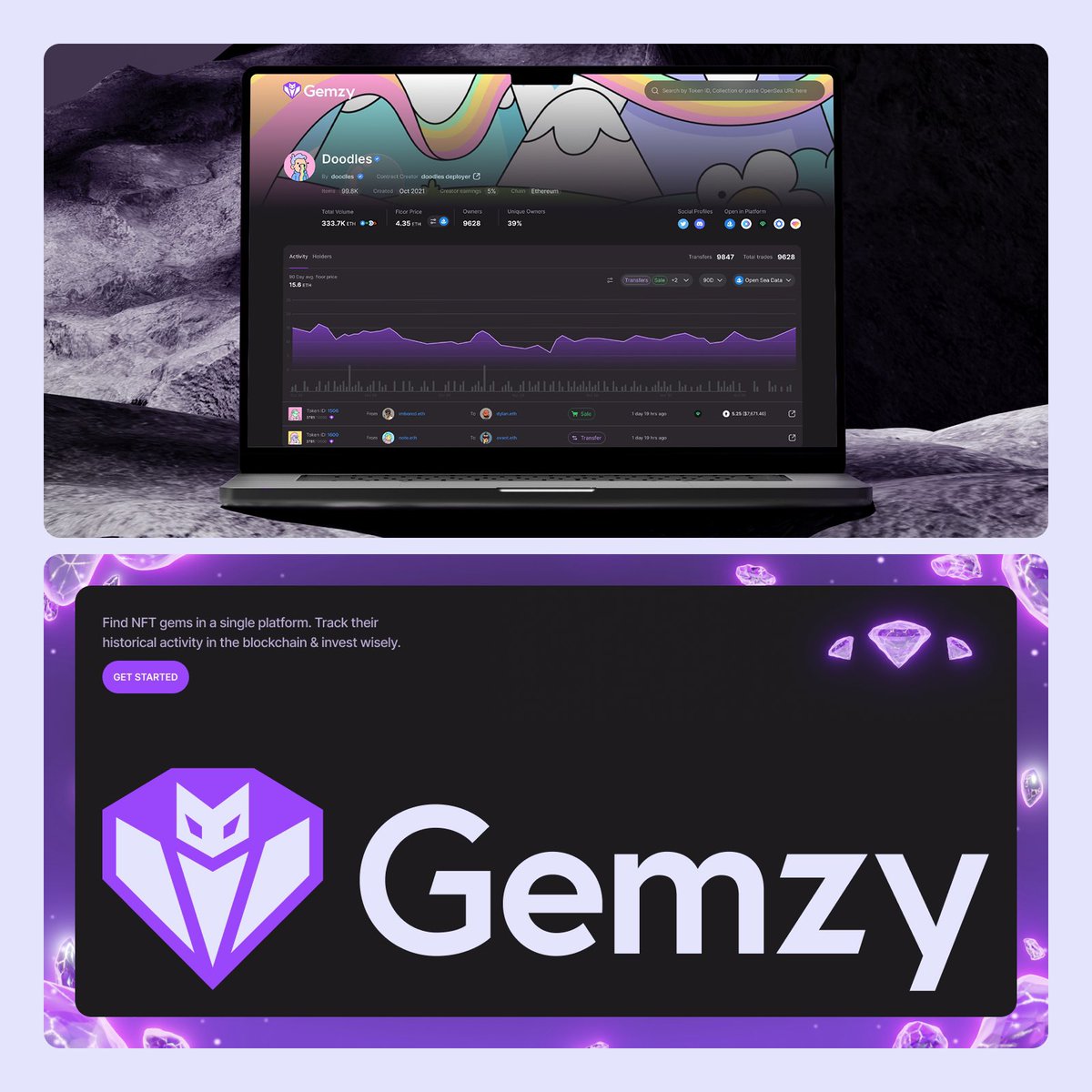 Here's Gemzy, an NFT tracker platform for collectors.
This is a 0 to 1 project, I was involved since the beginning in the branding to later jump into designing the product!
Hope you enjoy it!