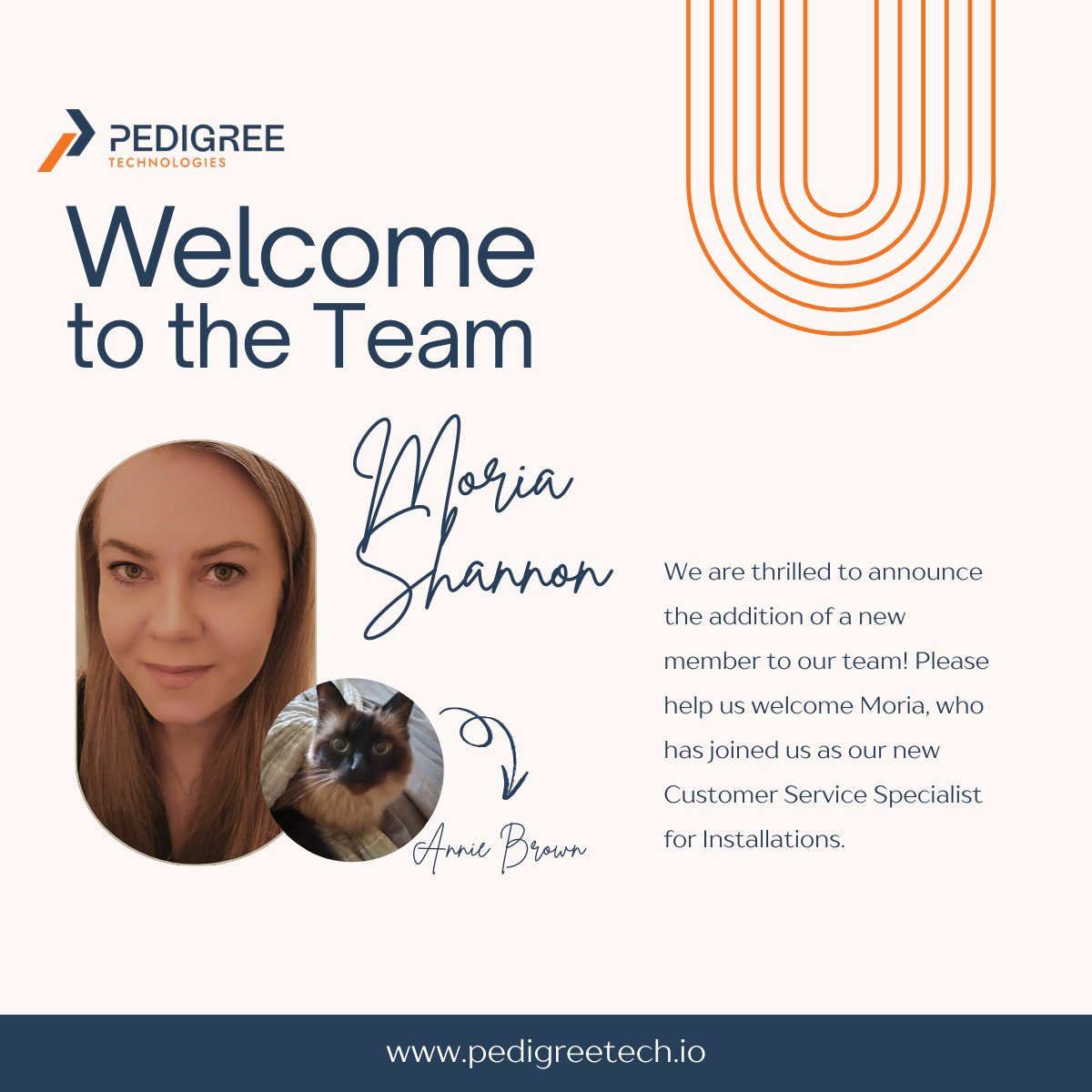 PedTech's tweet photo. We’re excited to welcome Moria Shannon to the Pedigree team! In just two weeks, she’s already bringing her customer service expertise to our installations team.

We are excited for you, Moria! 🌟

#WelcomeToTheTeam #CustomerSupport #PedigreeTechnologies https://t.co/h0Ix0Avh4e