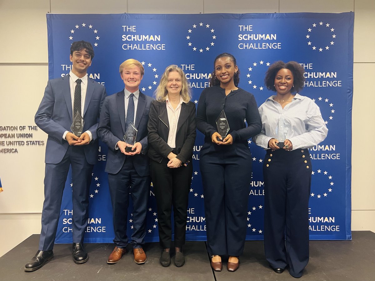 Transatlantic Policy Center 🇺🇦 (@au_europecenter) on Twitter photo Congrats to the <a href="/AU_SIS/">AU School of International Service</a> team for winning the 2025 Schuman Challenge, a <a href="/EUintheUS/">European Union in the U.S.</a> debating competition on 🇪🇺🇺🇸 relations, featuring 30 undergrad teams!
This year's prompt: Artificial Intelligence as a Key Technology: A Shared Initiative for the EU and U.S. vis-à-vis China Congrats to the <a href="/AU_SIS/">AU School of International Service</a> team for winning the 2025 Schuman Challenge, a <a href="/EUintheUS/">European Union in the U.S.</a> debating competition on 🇪🇺🇺🇸 relations, featuring 30 undergrad teams!
This year's prompt: Artificial Intelligence as a Key Technology: A Shared Initiative for the EU and U.S. vis-à-vis China