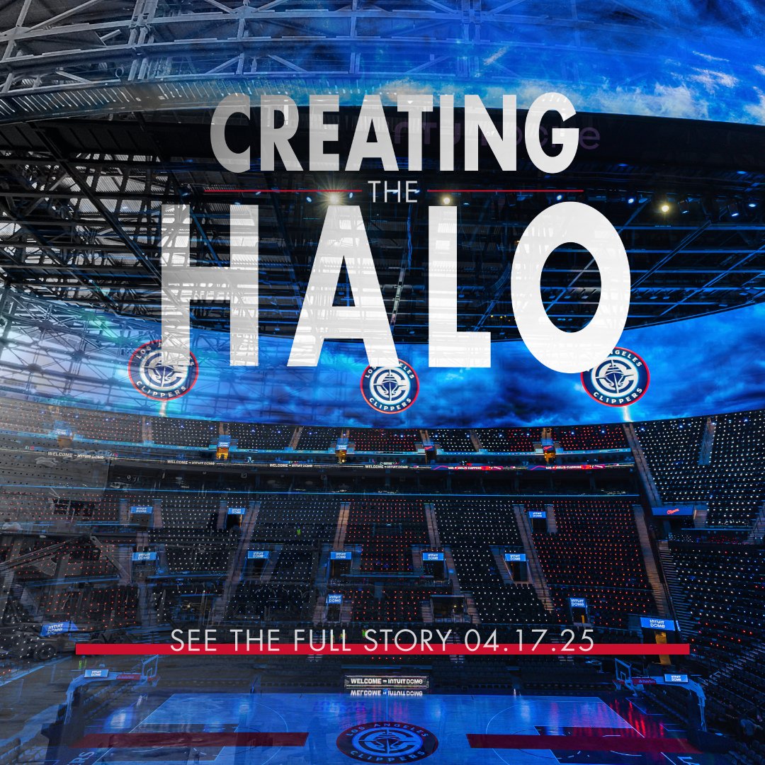 Daktronics's tweet photo. What goes into creating something that's never been done before? We're ready to share behind-the-scenes of "Creating The Halo" next week! #DakPro #RoadToIntuit #ClipperNation @LAClippers @IntuitDome https://t.co/0fxBVhth9E