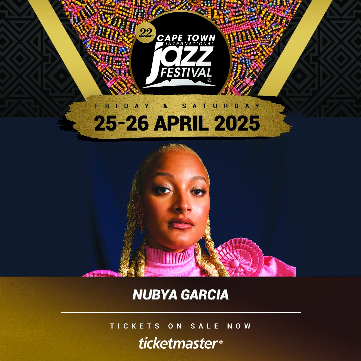 London’s jazz renaissance queen is headed to Cape Town. 
 Nubya Garcia brings her fearless, future-forward sound to #CTIJF2025, a genre-defying voice with global gravitas.
Don’t miss her live, book now at Ticketmaster.
#LegacyMeetsTomorrow #CapeTownJazz #CTJazzFest2025