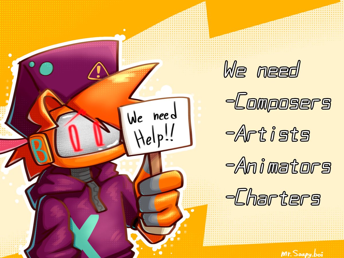 powerisofup2026's tweet photo. Help Wanted! OC Mod: Mechanical Panik needs help! (There will be no payment...I cannot pay any amount of Cash I am sorry.) #FridayNightFunkinMod #FNFMod #FNFModDev #FNFHELP #FNFOC #OC #OriginalCharacter https://t.co/49OaDY9mGp
