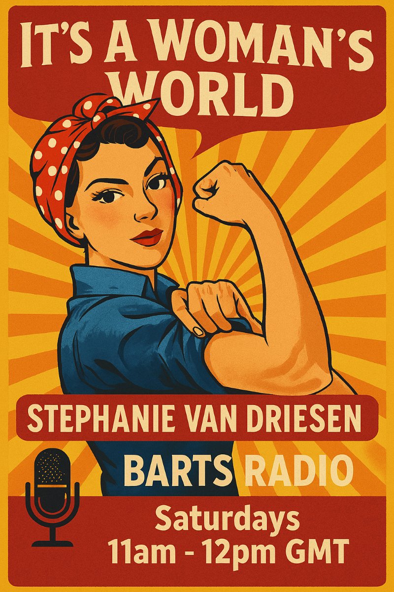 Barts Radio (@bartsradio) on Twitter photo Tomorrow on <a href="/BartsRadio/">Barts Radio</a>, don’t miss 'It's a Woman's World' with <a href="/stephVanDriesen/">Stephanie Van Driesen</a> at 11am! Stephanie’s show will spotlight a phenomenal female artist—can you crack the clues and figure out who she is?
Tune in only on bartsradio.london Tomorrow on <a href="/BartsRadio/">Barts Radio</a>, don’t miss 'It's a Woman's World' with <a href="/stephVanDriesen/">Stephanie Van Driesen</a> at 11am! Stephanie’s show will spotlight a phenomenal female artist—can you crack the clues and figure out who she is?
Tune in only on bartsradio.london