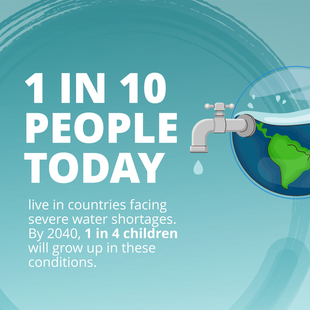 WorldBankWater's tweet photo. One in ten people live in countries facing severe #water shortages, and by 2040, one in four children will experience these conditions. It's time to rethink our water systems that are no longer fit for purpose. @SarojJha001

https://t.co/1848CnW20J https://t.co/a2PHvXPPsp