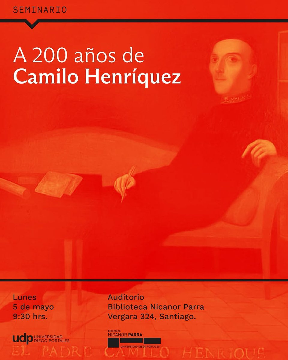 udp_cl's tweet photo. 🗓️El 5 de mayo a las 9:30 se desarrollará el Seminario "A 200 años de Camilo Henríquez" ✍️En la instancia, Cristóbal Marín, prorrector de la UDP, compartirá unas palabras de bienvenida, para luego comenzar con las diferentes exposiciones👇💬

Visita https://t.co/I3ndscT0cF📲
#UDP https://t.co/MqkXu6vFyZ