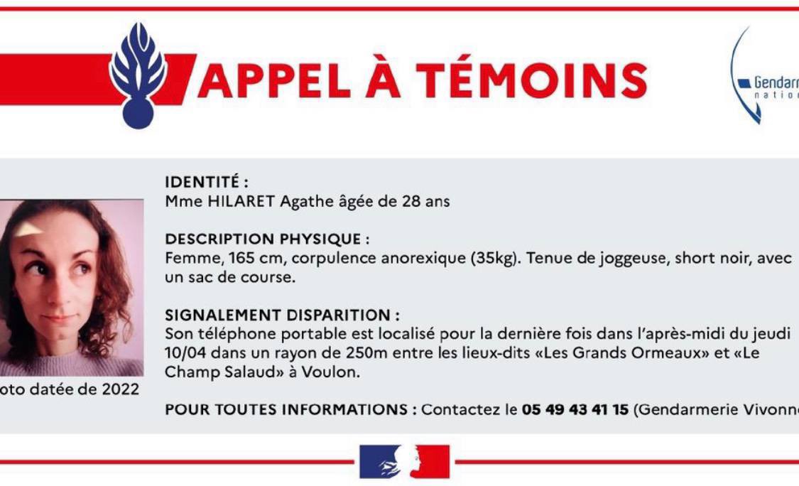 LBleuBlancRouge's tweet photo. 🚨🇫🇷ALERTE INFO - Agathe est partie faire un footing à Vivonne dans la Vienne hier dans l’après midi de jeudi et n’est toujours pas rentrée. 

Un appel à témoins est lancé. 110 gendarmes sont mobilisés pour la retrouver.

Partagez SVP ! La situation est inquiétante. 🙄 https://t.co/lUGT587R6y