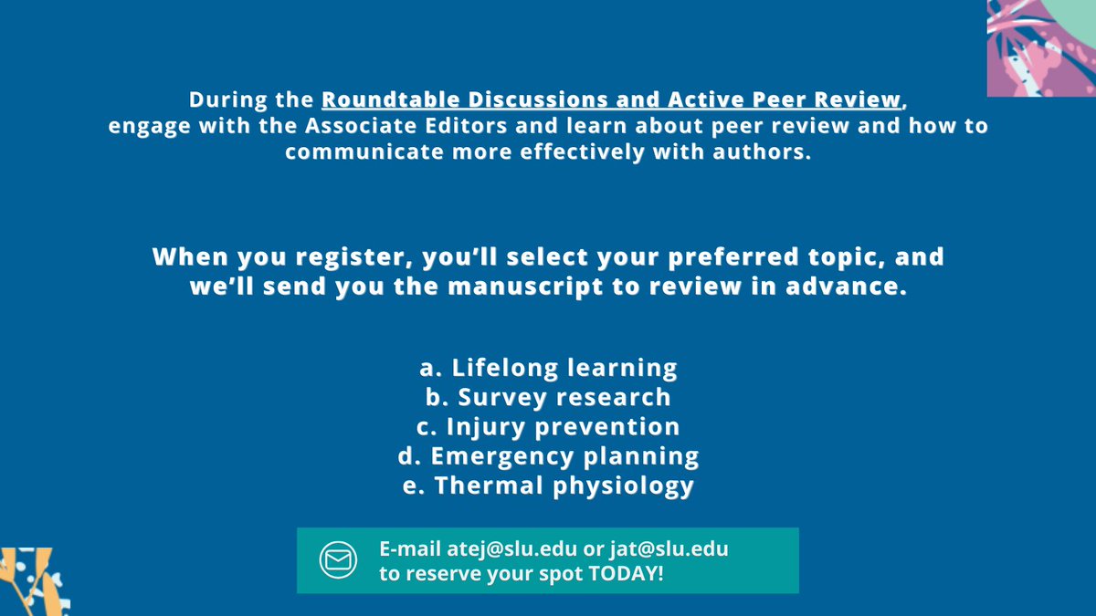 Journal of Athletic Training (@jat_nata) on Twitter photo Have you RSVP'd yet for the 2025 NATA Journals Reviewers' Workshop?? Claim your spot today!!
🗓️Tues 6/24 from 3-5pm
Email atej@slu.edu or jat@slu.edu & indicate your topic of interest for roundtable discussions & active peer review w/associate editors
<a href="/NATA1950/">NATA</a> Have you RSVP'd yet for the 2025 NATA Journals Reviewers' Workshop?? Claim your spot today!!
🗓️Tues 6/24 from 3-5pm
Email atej@slu.edu or jat@slu.edu & indicate your topic of interest for roundtable discussions & active peer review w/associate editors
<a href="/NATA1950/">NATA</a>