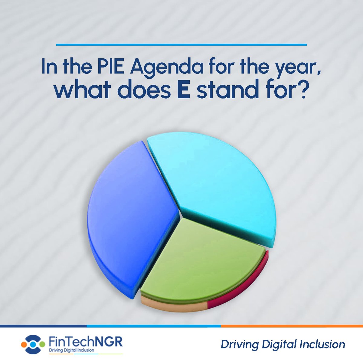 fintechngr's tweet image. 🤔 PIE-rcing into our 2025 Agenda!

We’ve talked about P and I… but what does the E stand for in the PIE Agenda?

Drop your guesses in the comments! 👀

#FinTechNGR #PIEAgenda #DigitalInclusion #FintechCommunity