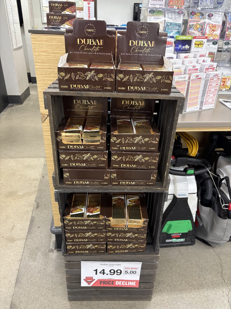 Dubai Chocolate now available at your Lawrence Hy-Vee! Find by the Customer Service department!