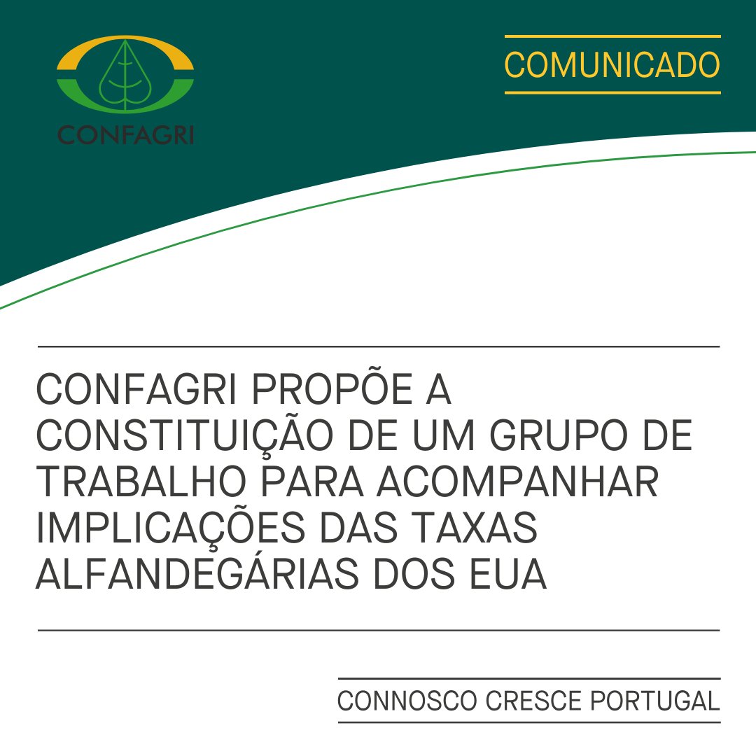 🇺🇸 🇪🇺 Face à crescente incerteza gerada pela imposição de taxas alfandegárias por parte dos EUA, a  #CONFAGRI propõe a criação de um Grupo de Trabalho que congregue os representantes de todos os elos da cadeia de abastecimento e produção #agroalimentar.