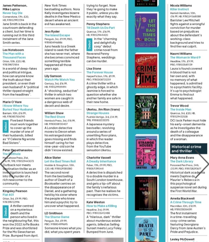According to <a href="/thebookseller/">The Bookseller</a> , we're all crime &amp; thriller publication day buddies*! 🥳
<a href="/Matthew__Blake/">Matthew Blake</a> <a href="/niccicloke/">Nicci Cloke</a> <a href="/kelseycoxwriter/">Kelsey Cox</a> <a href="/lisajewelluk/">Lisa Jewell</a> <a href="/thegyth/">Gytha Lodge Author</a> <a href="/KristinaKellyM/">The Mancaruso Sisters</a> <a href="/JoMoreyWriter/">Jo Morey (rhymes with story)</a> <a href="/LilySamsonbooks/">Lily Samson</a> 
*who are on here