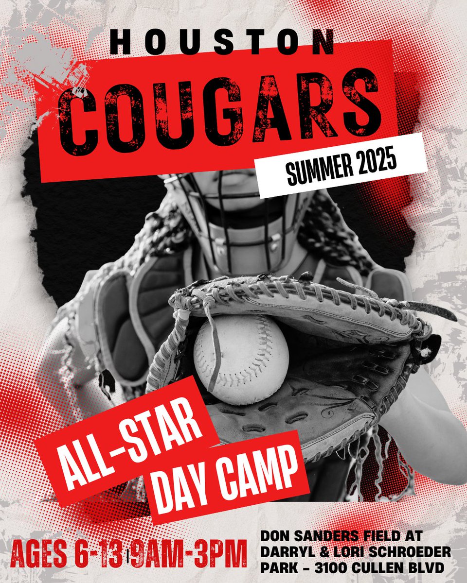 UHBaseballCamp's tweet image. 🎉⚾ HOUSTON COUGAR BASEBALL DAY CAMPS ARE BACK! ⚾Summer 2025 is about to be a GRAND SLAM! 🧢🌞🏟️ Ages: 6–13
🕘 Time: 9:00 AM – 3:00 PM
📍 Where: Houston Cougar Baseball Facilities
info.collegebaseballcamps.com/uh/
 #baseballkids #summerfun #baseball #houston #summer #baseballseason #htx