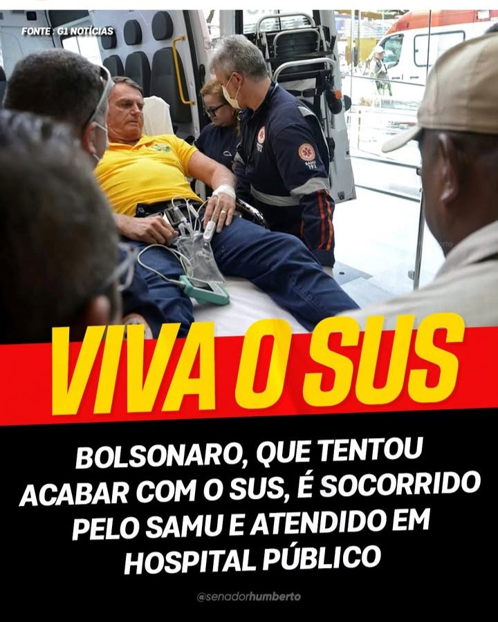 vozesspaces's tweet photo. 🇧🇷😂VIU? #VozesProgressistas 
O des presidente BOLSONARO réu golpista tentou destruir o SUS , mas quem salva a vida dele ? VIVA O SUS . TO rindo até LULA PRESIDENTE 2030 https://t.co/Uaf5H4quKU