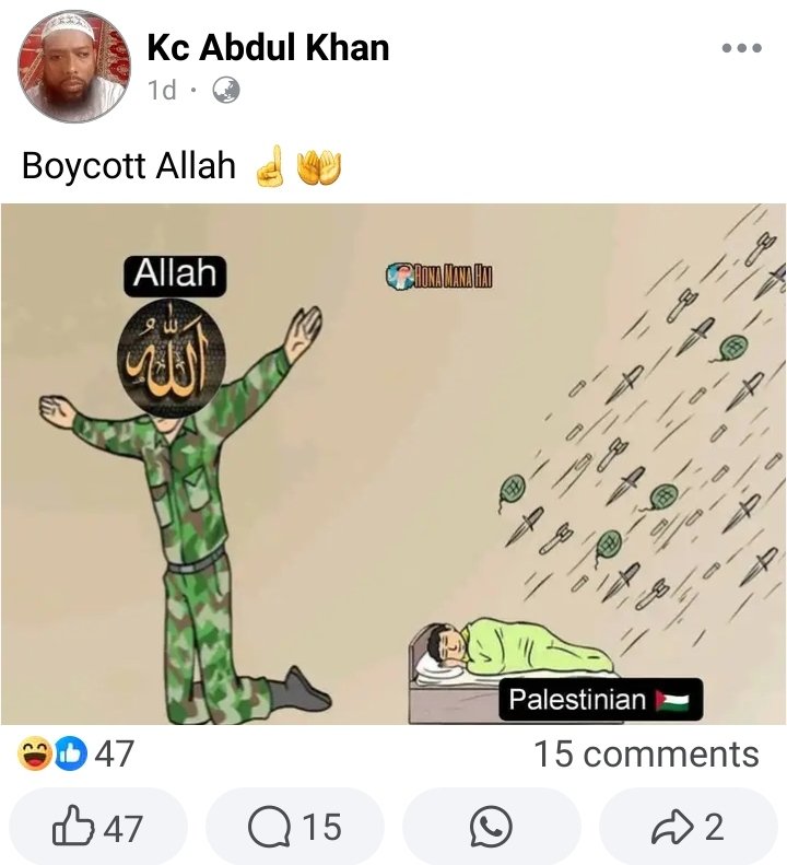 <a href="/rishibagree/">Rishi Bagree</a> Allah can't save Palestinians, how will he save Owaisi and co