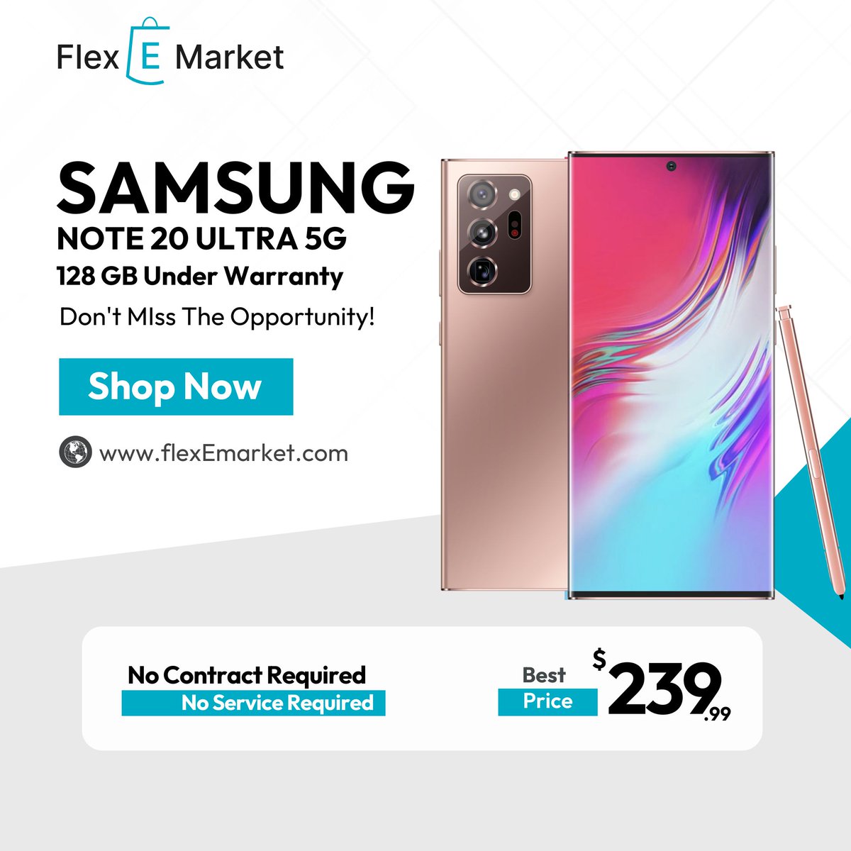 flexermarket's tweet image. 📱 Samsung Note 20 Ultra 5G – 128GB
Unlocked + Under Warranty! Premium power. Unmatched speed.

🔗 flexemarket.com

#FlexEMarket #Note20Ultra5G #UnlockedPhone #5GDeals #TechOffers #ShopNow