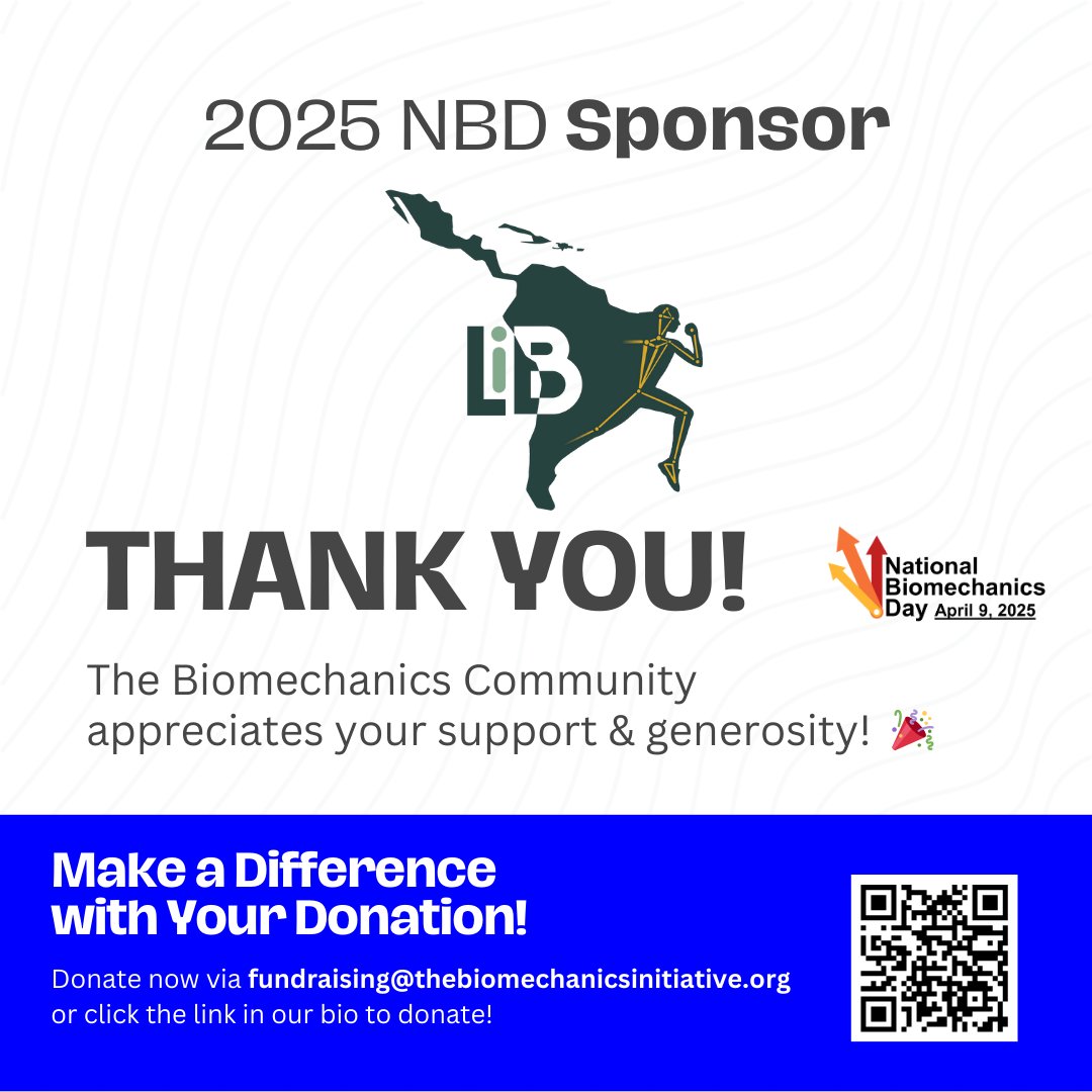 National Biomechanics Day (@biomechanicsday) on Twitter photo Big thanks to <a href="/LatinxBiomech/">Latinx In Biomechanix</a> for supporting #NationalBiomechanicsDay! 🌎🧩
Help us grow biomechanics education worldwide — donate today!
📩 fundraising@thebiomechanicsinitiative.org
#NBD2025 #Biomechanics #STEM #GlobalImpact #Donate Big thanks to <a href="/LatinxBiomech/">Latinx In Biomechanix</a> for supporting #NationalBiomechanicsDay! 🌎🧩
Help us grow biomechanics education worldwide — donate today!
📩 fundraising@thebiomechanicsinitiative.org
#NBD2025 #Biomechanics #STEM #GlobalImpact #Donate