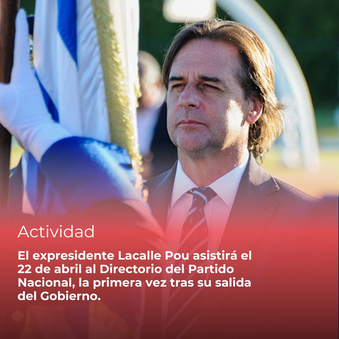 El expresidente <a href="/LuisLacallePou/">Luis Lacalle Pou</a> asistirá el 22 de abril al Directorio del Partido Nacional, tras su salida del Gobierno.

Será su primera visita a la sede partidaria desde el 1° de marzo. Fue invitado por la presidenta Macarena Rubio.

Lee más en ➡️ informarte.com.uy/lacalle-pou-vo…