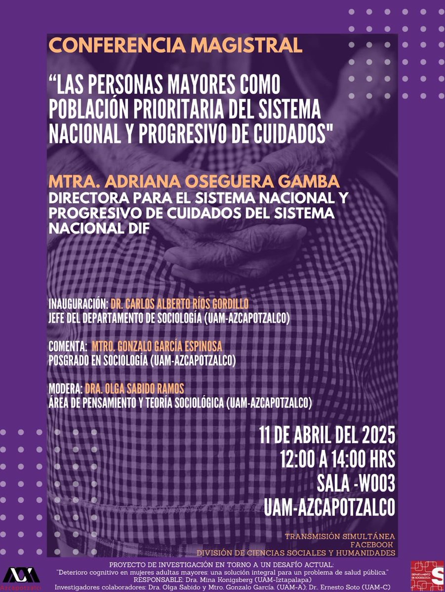 Adriana Oseguera Gamba (@adrianaog) on Twitter photo En un rato estaré en la <a href="/UAMAzcOficial/">UAM Azcapotzalco</a> hablando sobre la construcción del Sistema Nacional y Progresivo de Cuidados y la atención a personas mayores. Acá pueden seguir la transmisión:
youtube.com/live/9B-rhnaGl… En un rato estaré en la <a href="/UAMAzcOficial/">UAM Azcapotzalco</a> hablando sobre la construcción del Sistema Nacional y Progresivo de Cuidados y la atención a personas mayores. Acá pueden seguir la transmisión:
youtube.com/live/9B-rhnaGl…