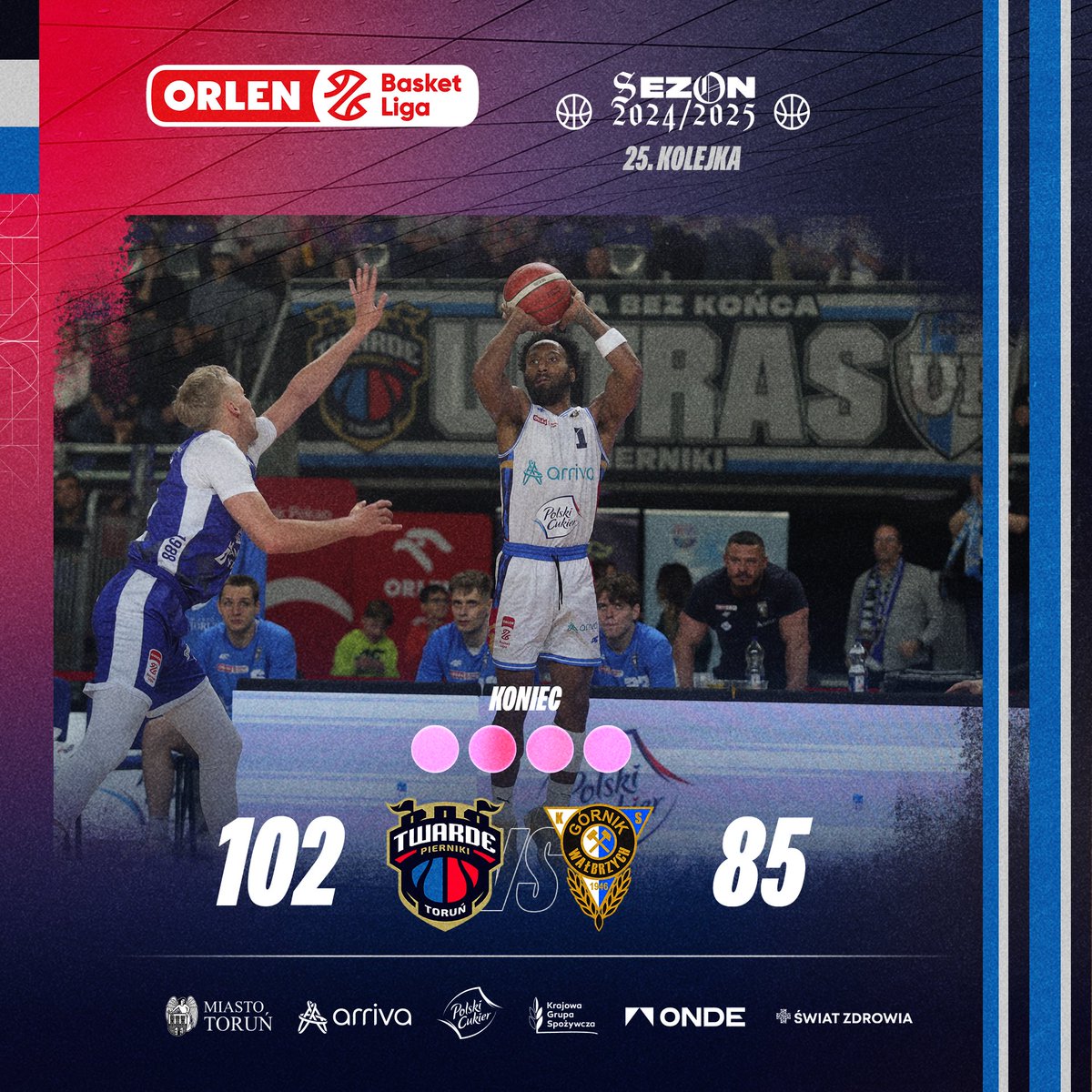 🏀🏀🏀🏀
𝐅𝐈𝐍𝐈𝐒𝐙 🫡

Bilans dwumeczu dla nas! 😤

📊 Myles i Ertel po 21 punktów, Gaddefors 9 asyst  

#TwardePierniki #plkpl