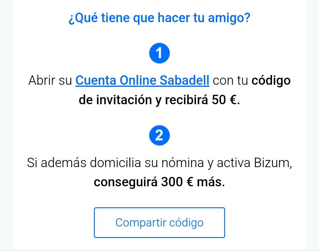 AlbaBelmonte's tweet photo. ¿Quieres 50€?
Abre tu cuenta online Sabadell sin comisiones con mi código de invitación y los dos ganamos, solo es válido para 5 usos: 

EDBED11B1E38133D https://t.co/oy6k2u4ivb