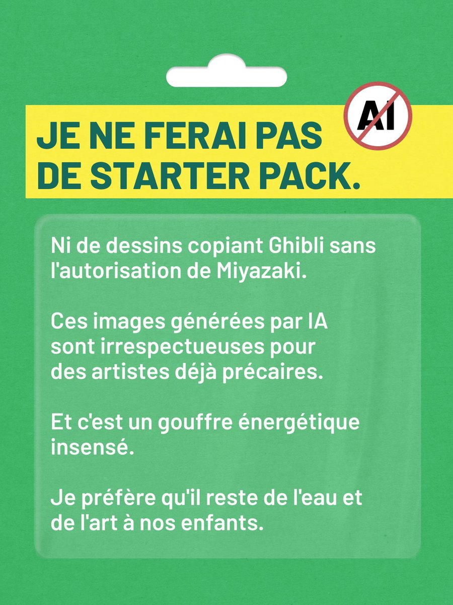 isabelle_denuit's tweet photo. Vous voulez un starter pack ? Faites-le, inspirez-vous des artistes "humains" ! Et allez faire un tour du côté de #starterpacknoai sur Insta pour faire un tour du monde des illustratrices et illustrateurs dont le métier, comme tant d'autres, est menacé par l'IA. 🧠
#noia #saveart https://t.co/rkvgy7MqKY