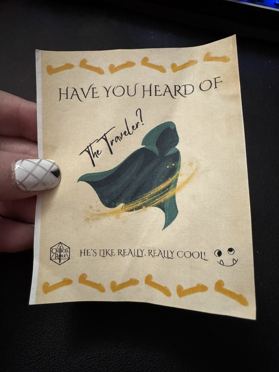 SamRiegelsFlask's tweet photo. This was the only trinket I got, from an amazing Jester in line, but it was so cool to see all of the things everyone got! #CriticalRoleLiveShow https://t.co/BYER0CcVLa