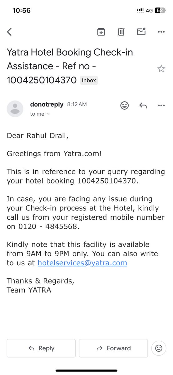 RAHULDRALL14's tweet photo. I booked hotel using https://t.co/16geh9sL48 yesterday but at this time of checkin I came to know that hotel doesnot have accomodation. You have provided worst experience to me. Where should I go with my family at this hour. I already paid for booking last day. @YatraOfficial https://t.co/OGX6oXxclx