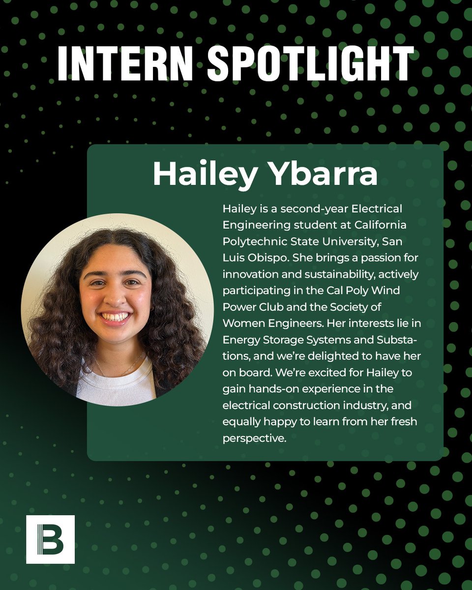 We are thrilled to have Hailey Ybarra joining our LA team this June as part of our Summer Internship Program!
#Internship #WomenInConstruction #CalPoly #ElectricalEngineering #EnergyStorage #Substations #FutureEngineer
