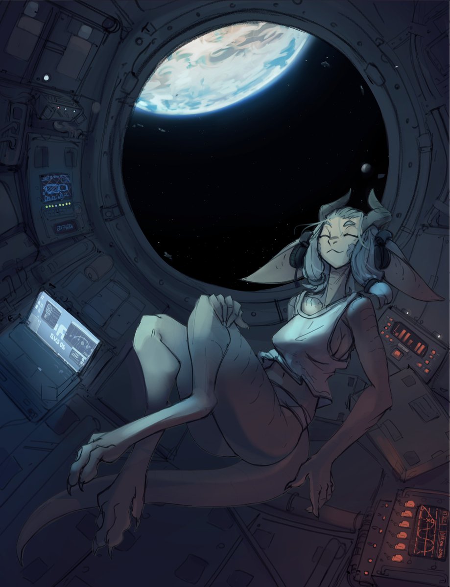 So we`re dreaming of the grass
outside our homes...
Space lizard chilling to the music