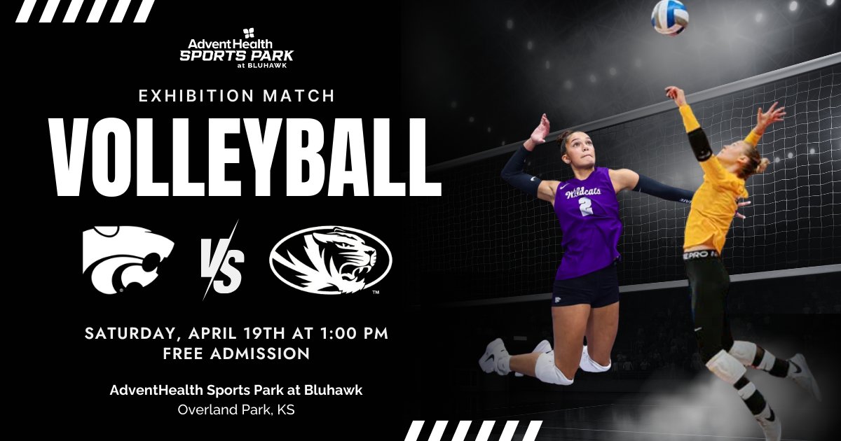 Get ready for a thrilling exhibition volleyball matchup against the <a href="/KState/">K-State</a> #Wildcats and <a href="/Mizzou/">Mizzou</a> #Tigers on Saturday, April 19th at 1:00pm.

Enjoy intense competition and exciting rallies – and FREE admission! 

#KState #Mizzou #Bluhawk