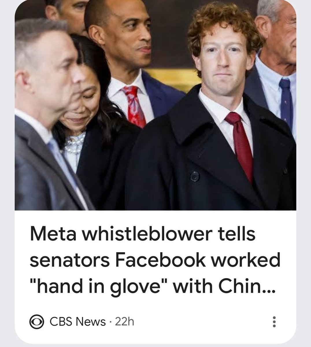 Meta whistleblower tells senators Facebook worked "hand in glove" with Chinese government to censor posts search.app/CXYZS

Shared via the Google App