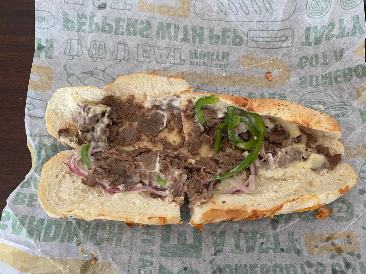 JRussUT's tweet photo. @SUBWAY Come on, you can do better than this. Has there ever been a sadder philly steak sandwich? Sharing competitor's Italian sandwich for comparison. At least theirs matches their marketing images. https://t.co/waYNlIIXUa
