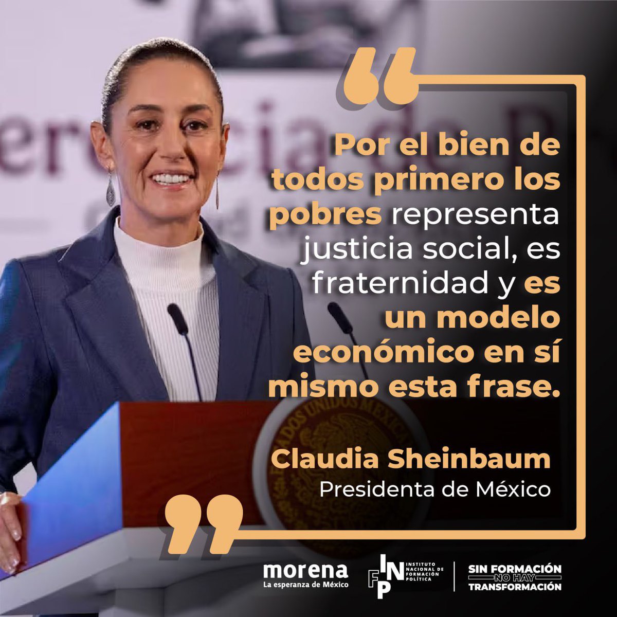 infpmorena's tweet photo. Por el bien de todos primero los pobres representan la base de la prosperidad compartida y es el principio que mueve al modelo del humanismo mexicano. 🇲🇽

¡El pueblo en el centro de la transformación! https://t.co/ABaRAWZquK