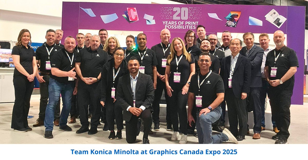 A huge shoutout to our incredible Konica Minolta Business Solutions (Canada) Ltd. team – and our amazing colleagues from <a href="/KonicaMinoltaUS/">Konica Minolta US</a>  – for uniting their talents and energy to make <a href="/graphicscanada/">Graphics Canada Expo</a> truly unforgettable.

#GraphicsCanada2025 #KonicaMinolta