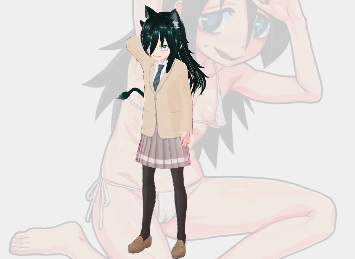 skebの作業が煮詰まってたので気分転換にvroid studioでもこっちを作ってみた。なかなか思うようには似ない。/ 