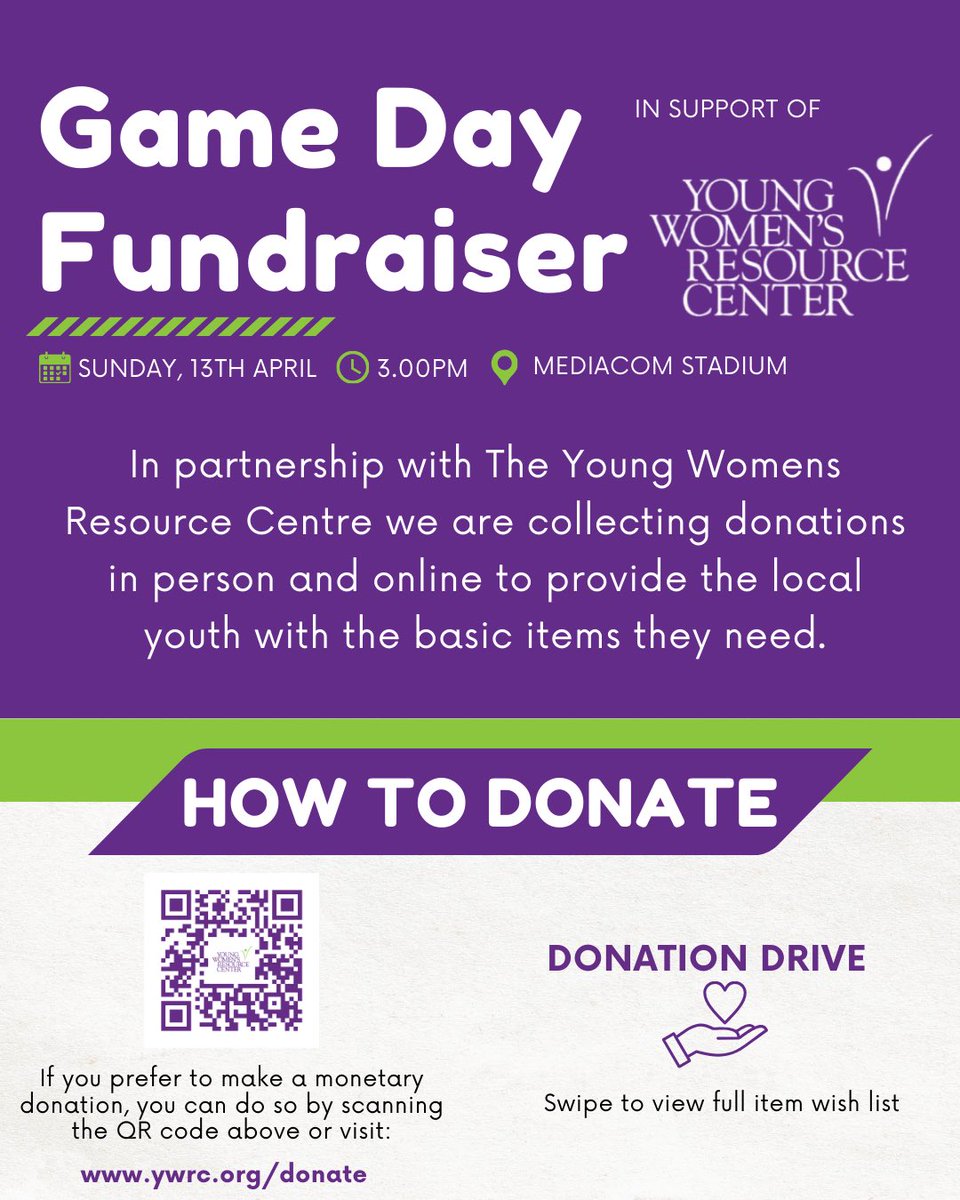 DrakeWSoccer's tweet photo. On Sunday we are partnering with the Young Women’s Resource Center.  Help out by donating to their wish list or bringing items to our 3pm game vs Concordia University Nebraska at Mediacom Stadium! https://t.co/dYvyf7uCR5