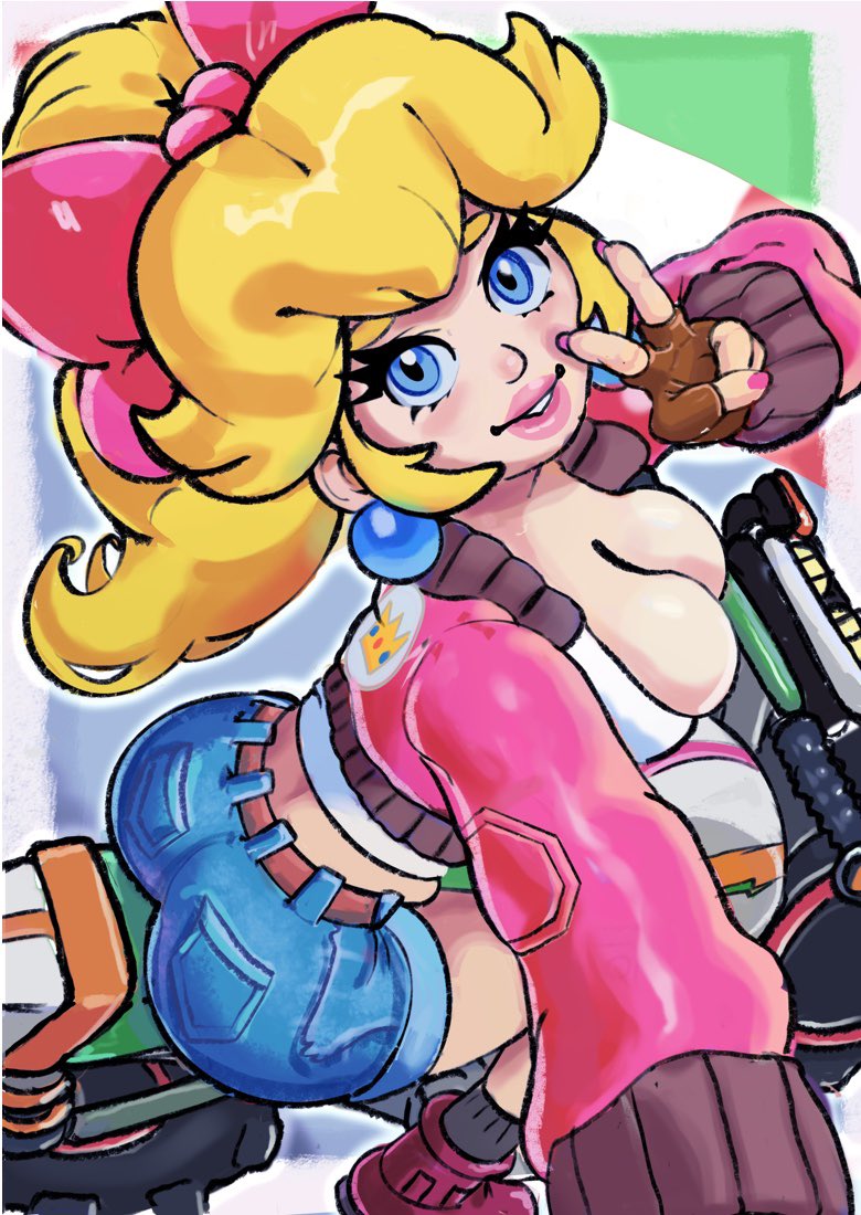Bunnimarine's tweet photo. Absolutely fell in love with Peachs new outfit in Mario kart world! 🍑 #Nintendo #mariokart #PrincessPeach https://t.co/kTJMdGStnU