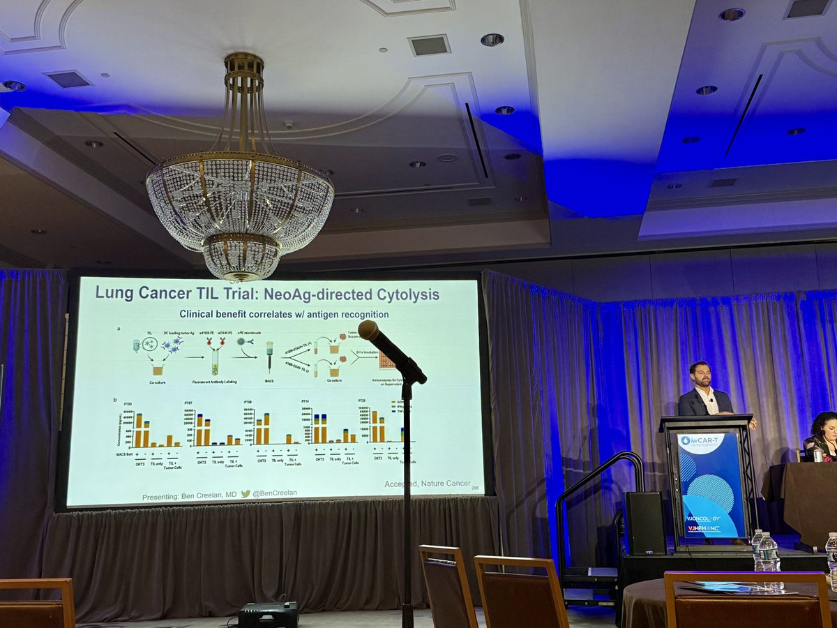 Dr.Monica Avila (@mavilamd) on Twitter photo The one and only <a href="/BenCreelan/">Ben Creelan, MD</a> from <a href="/MoffittNews/">Moffitt Cancer Center</a> giving us the rapid rundown on all #lungcancer cell therapy targets at iwCAR-T! #TIL #TCR #CART The one and only <a href="/BenCreelan/">Ben Creelan, MD</a> from <a href="/MoffittNews/">Moffitt Cancer Center</a> giving us the rapid rundown on all #lungcancer cell therapy targets at iwCAR-T! #TIL #TCR #CART