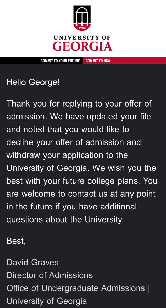 Final college update, I got into the premier honors program at FSU so uhhh……

Go Noles!