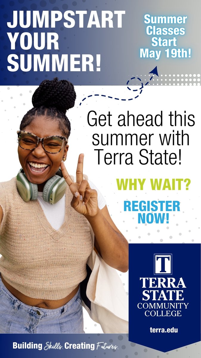 🚀 Get ahead this summer with Terra State! Earn credits, save money, and stay on track with flexible online &amp; in-person classes. Don’t miss out—register today! 📚☀️ 🔗 terra.edu/apply  #TerraState #SummerClasses #CollegeGoals