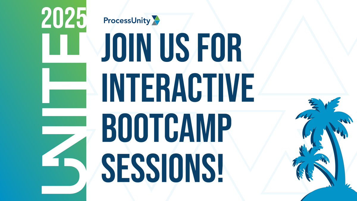 ProcessUnity's tweet image. One week closer to the #UNITE2025 San Diego Customer Summit! 

Don’t miss the Bootcamp sessions May 7–8 — work directly with the ProcessUnity team to improve your program in real time. 

Register for the sessions: processunity.com/unite-customer…
#TPRM #CustomerSummit