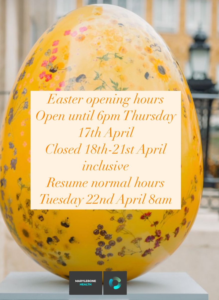🐣 appointments@marylebonehealthgroup.com /02076377677 to book around the busy Easter period