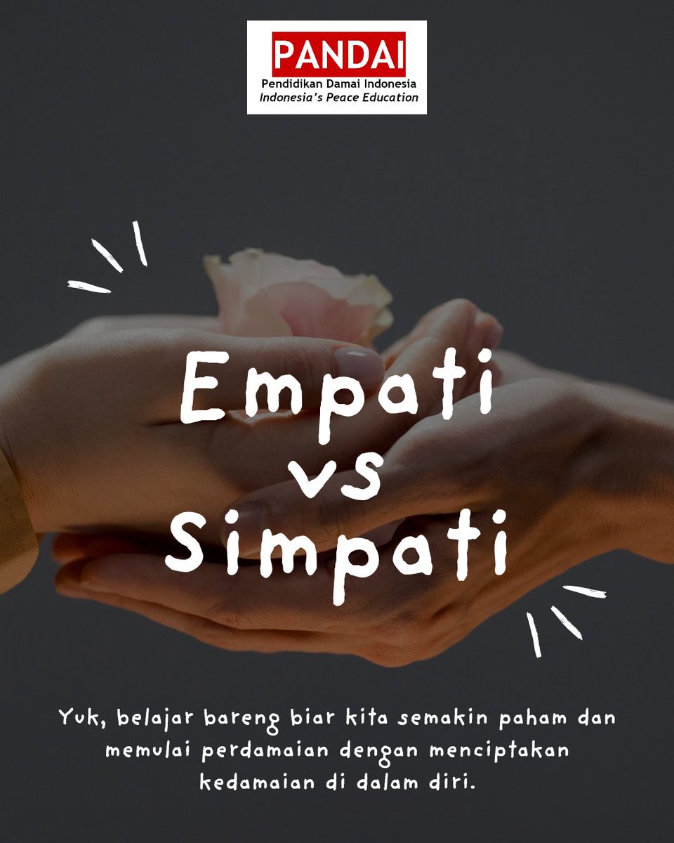 PandaiIndonesia's tweet image. Yuk, belajar bareng perbedaan empati dan simpati. Ternyata empati itu tidak selalu lebih baik daripada simpati karena kita semua punya kestabilan diri yang berbeda-beda setiap waktu, situasi, dan kondisi.

#empati #simpati #pendidikanperdamaian #kedamaiandiri 

🤍🌼🤍🌼🤍🌼🤍🌼