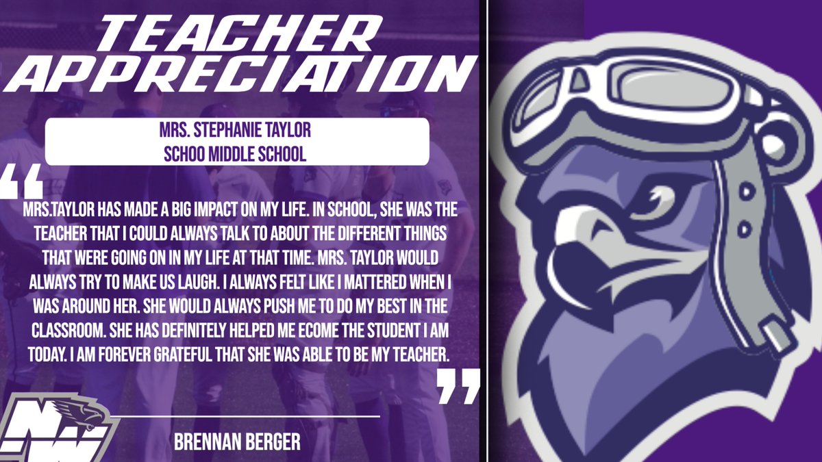 THANK YOU, TEACHERS‼️

Brennan Berger selected Schoo Middle School Teacher Mrs. Stephanie Taylor‼️
#StudentAthlete #TeacherAppreciaiton