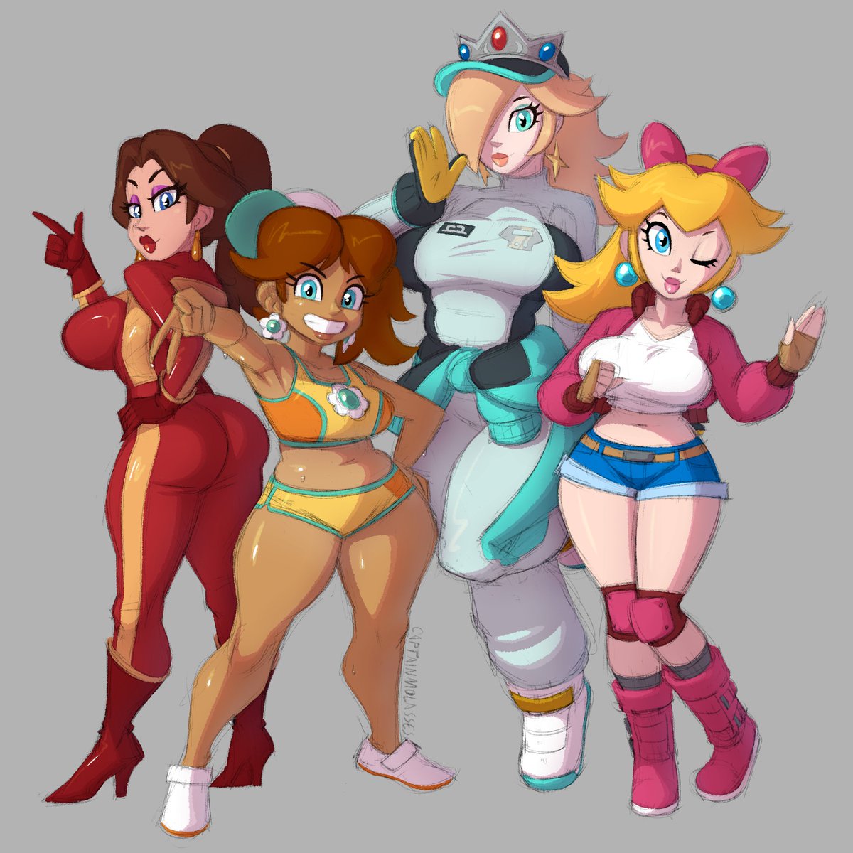 CaptainMolasses's tweet photo. Here are all the Mario Princesses (and one Mayor) together! I didn't plan it, but I love how they look together. Feels like they stopped to take a group photo! https://t.co/5KLxvq0Fwj