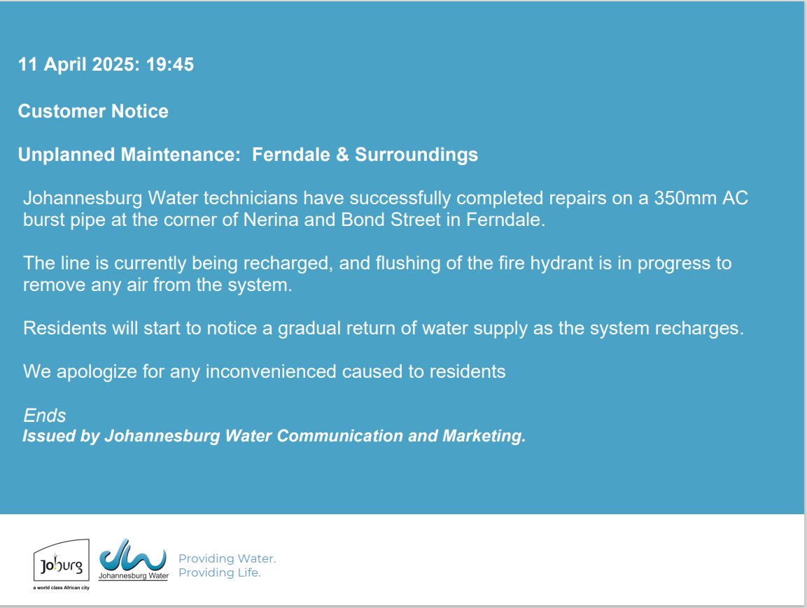 Johannesburg Water tweet media