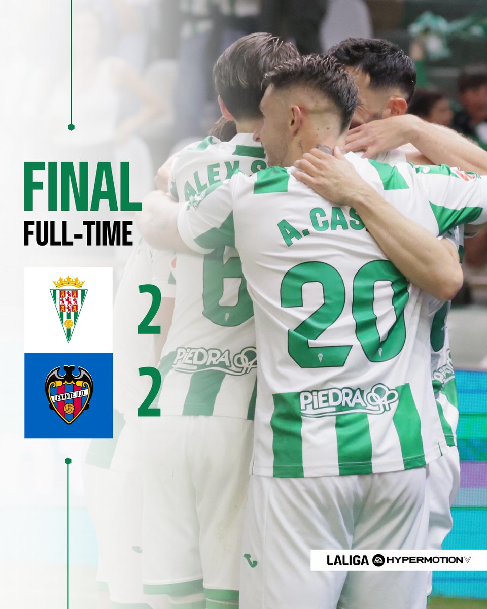CordobaCF_ofi's tweet photo. 2-2 || 90'+ 🏁 FINAL

⚽️ P. Ortiz
⚽️ Rubén Alves

#CórdobaLevante | #LaLigaHypermotion https://t.co/htQxbcASnw