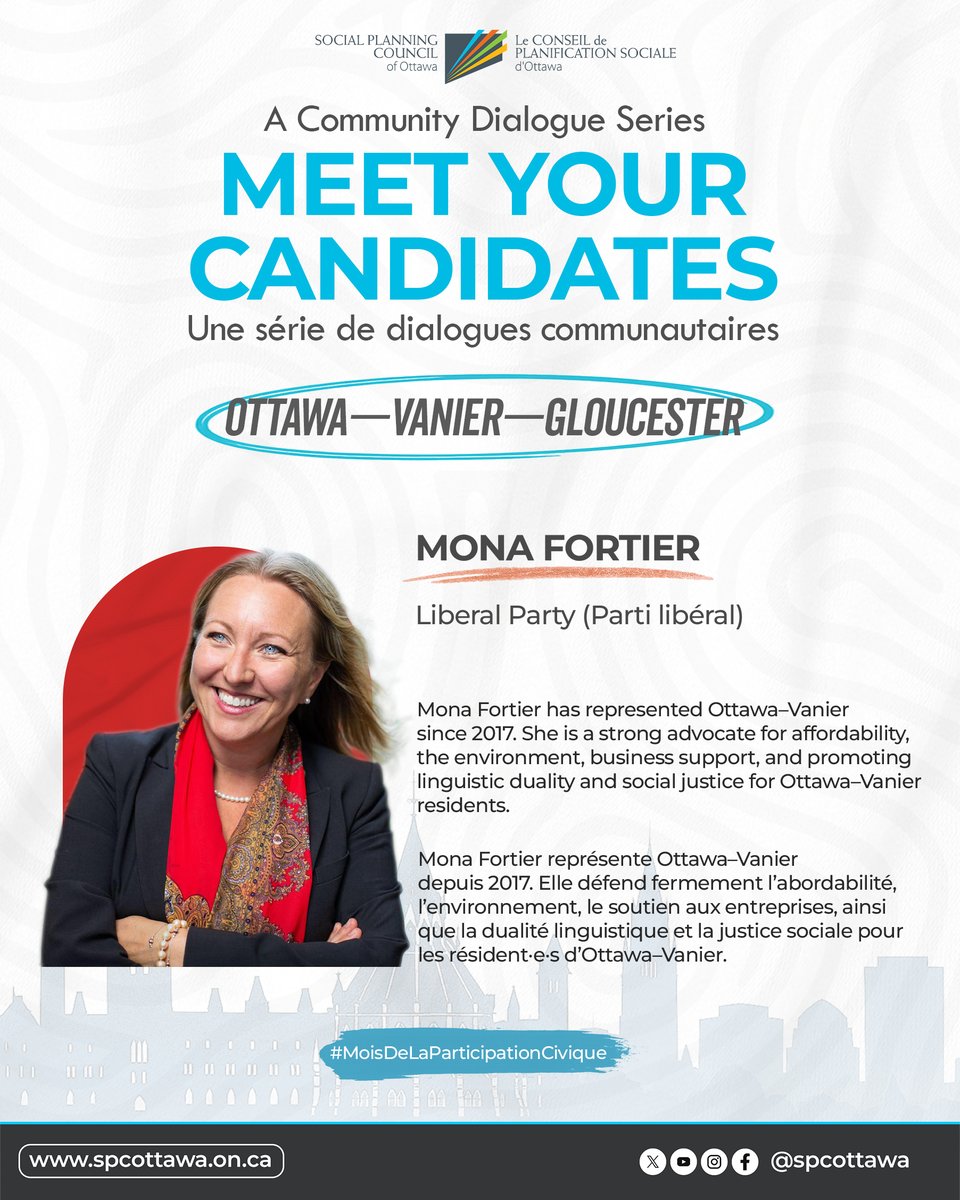 SPCOttawa's tweet photo. Meet Your Candidates – Ottawa—Vanier—Gloucester 🗣️

Join us for a community dialogue on April 14 from 6–9 PM at the Rideau Community Hub (815 St. Laurent Blvd.)!

🔗: https://t.co/mCalWd6EXu https://t.co/pSxi78eQLp