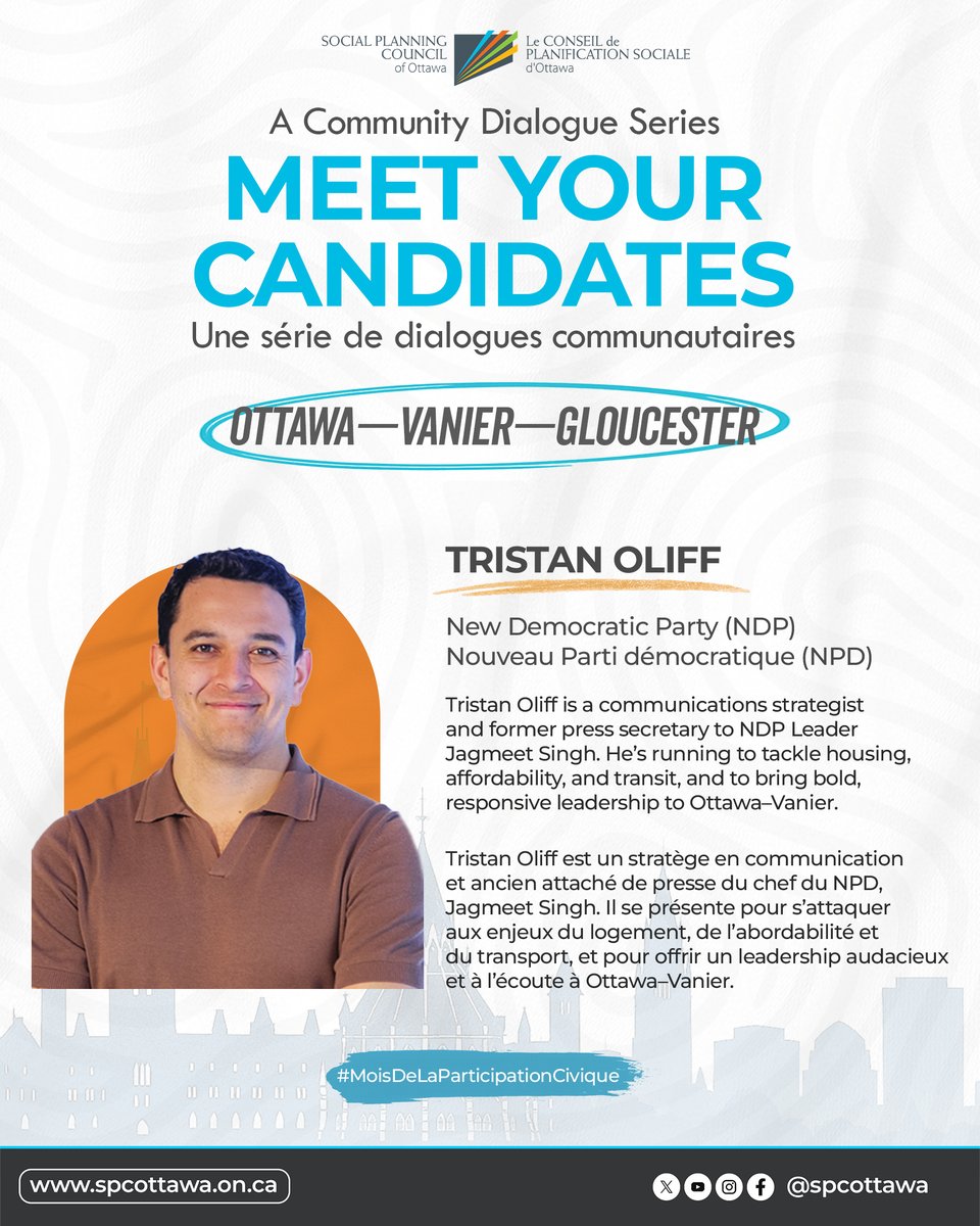 Meet Your Candidates – Ottawa—Vanier—Gloucester 🗣️

Join us for a community dialogue on April 14 from 6–9 PM at the Rideau Community Hub (815 St. Laurent Blvd.)!

🔗: eventbrite.com/e/meet-your-ca…
